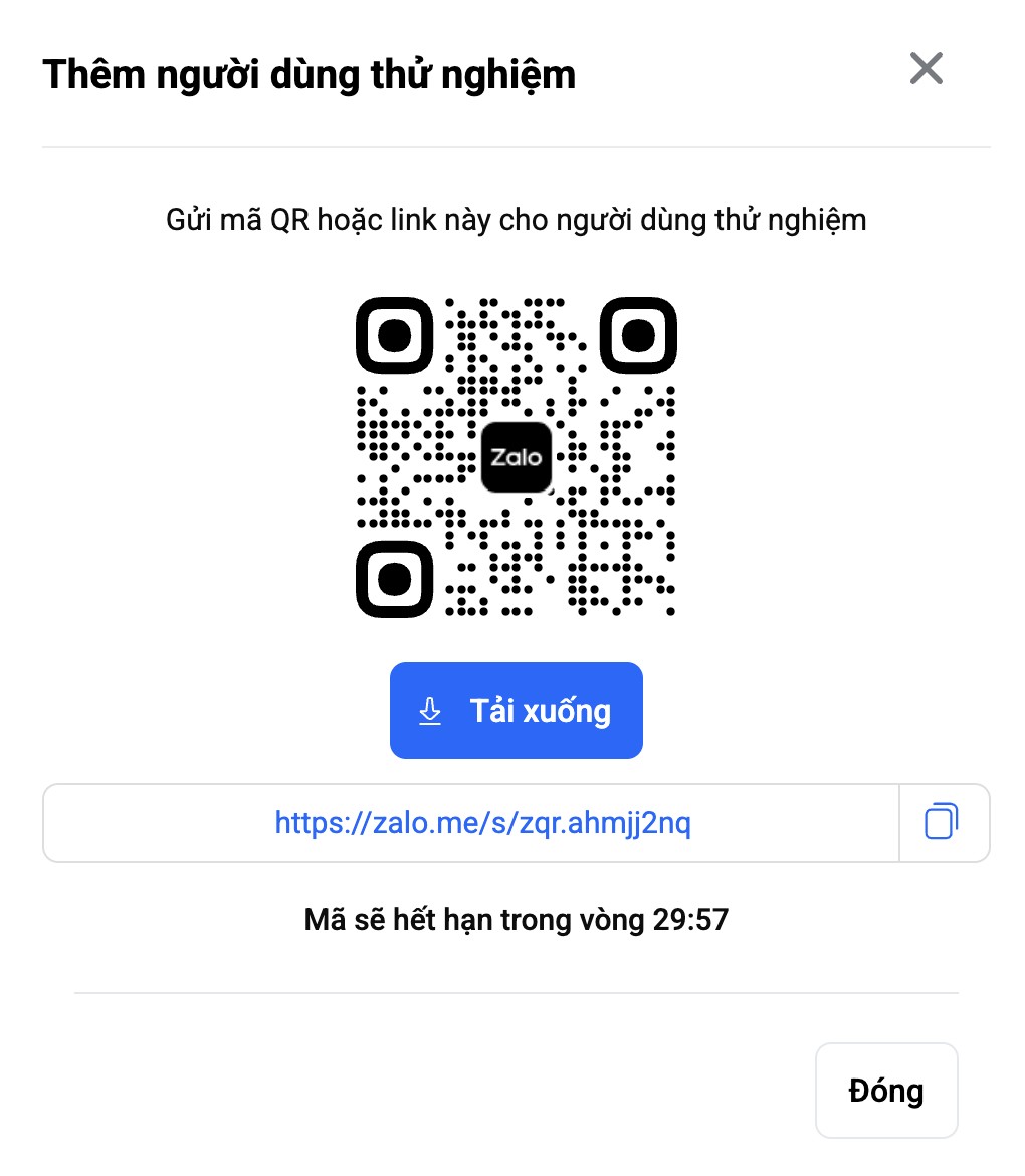 Tạo link thử nghiệm